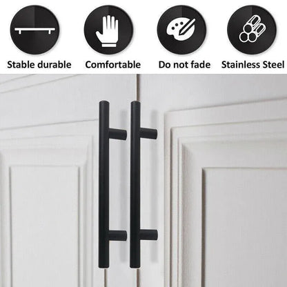 5pcs Silver Kitchen Cabinet Door Handles Stainless Steel Door Drawer Pull T Bar - 100mm/64mm