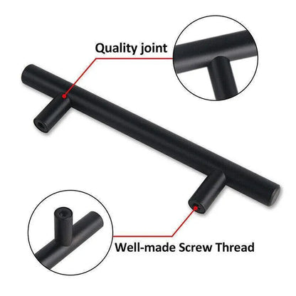 5pcs Silver Kitchen Cabinet Door Handles Stainless Steel Door Drawer Pull T Bar - 127mm/76mm