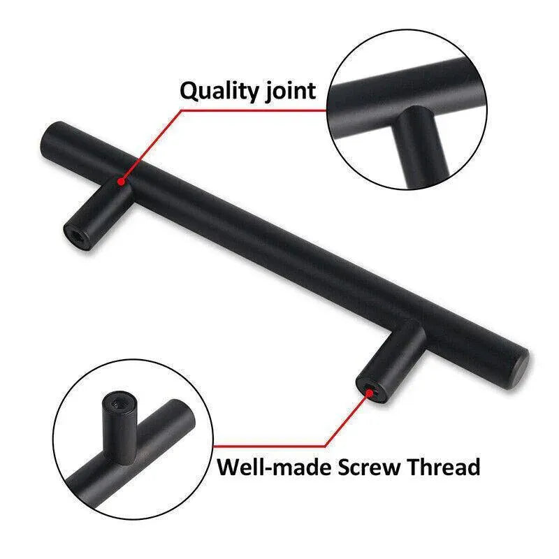 5pcs Silver Kitchen Cabinet Door Handles Stainless Steel Door Drawer Pull T Bar - 300mm/192mm