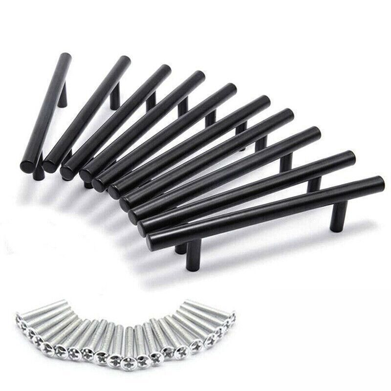 5pcs Silver Kitchen Cabinet Door Handles Stainless Steel Door Drawer Pull T Bar - 300mm/192mm