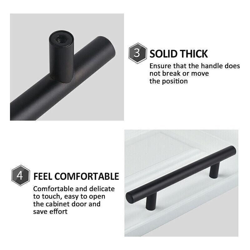 5pcs Silver Kitchen Cabinet Door Handles Stainless Steel Door Drawer Pull T Bar - 300mm/192mm