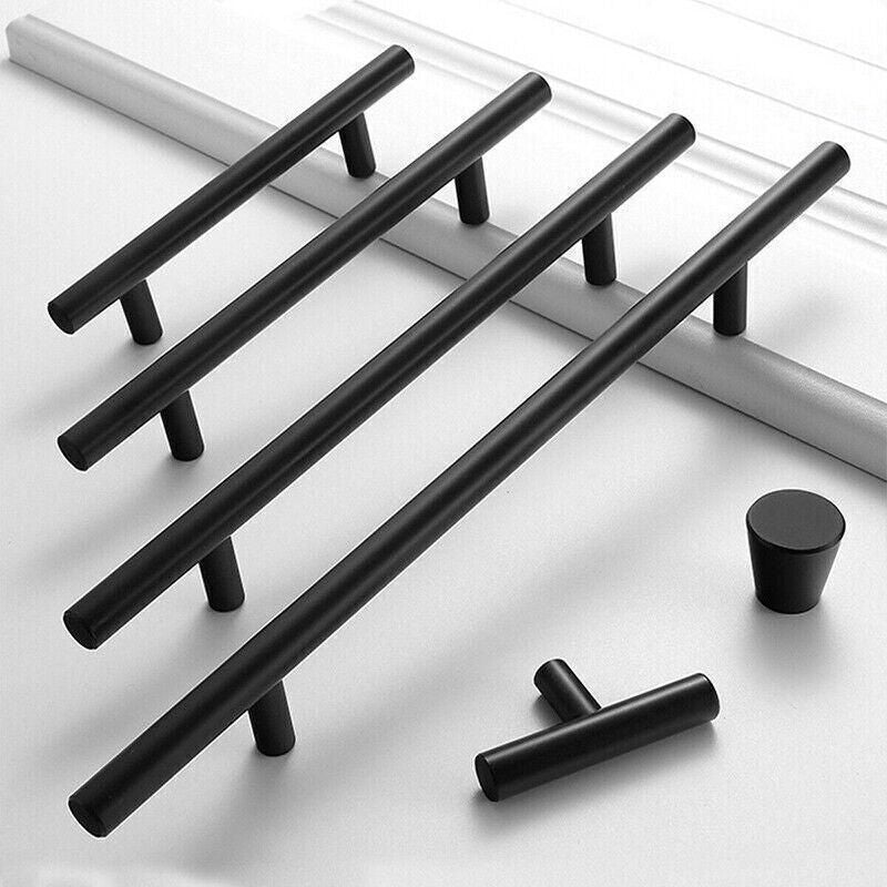 5pcs Silver Kitchen Cabinet Door Handles Stainless Steel Door Drawer Pull T Bar - 300mm/192mm