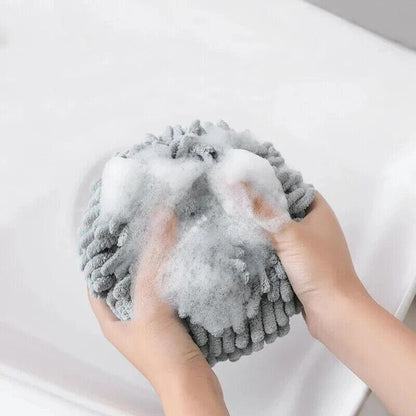 Chenille Hanging Ball Towel for Kitchen Bathroom Hand Drying Absorbent Cloth - Blue - Mekamart Australia