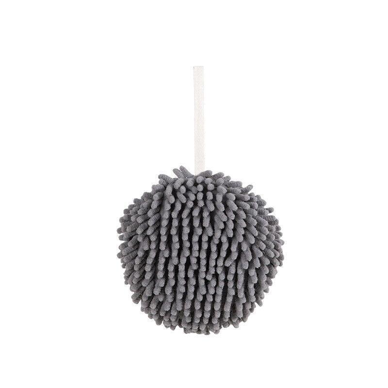 Chenille Hanging Ball Towel for Kitchen Bathroom Hand Drying Absorbent Cloth - White - Mekamart Australia
