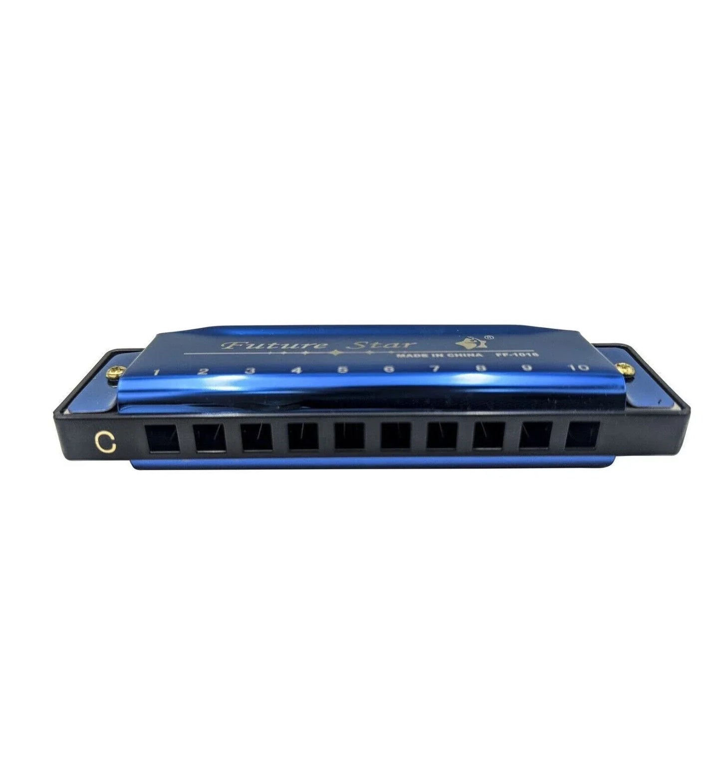 Harmonica 10 Holes Key Of C Blue Blues Harp Stainless Steel Brass - Gold - Mekamart Australia