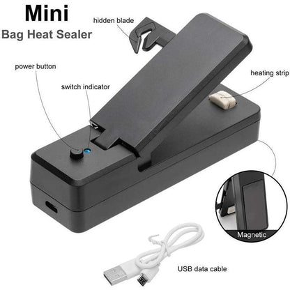 Portable Mini Heat Sealing Machine USB Rechargeable Food Sealer Plastic Bag - Pink - Mekamart Australia