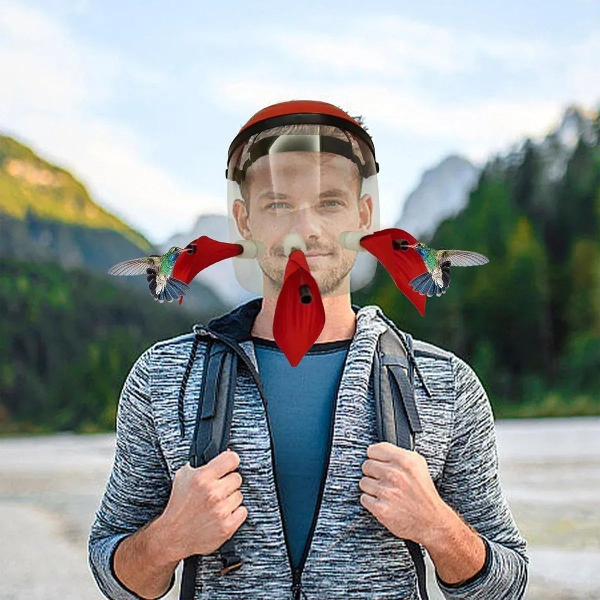Outdoor Head Mounted Bird Feeder Portable Helmet Bird Feeder Wild Birds Feeding