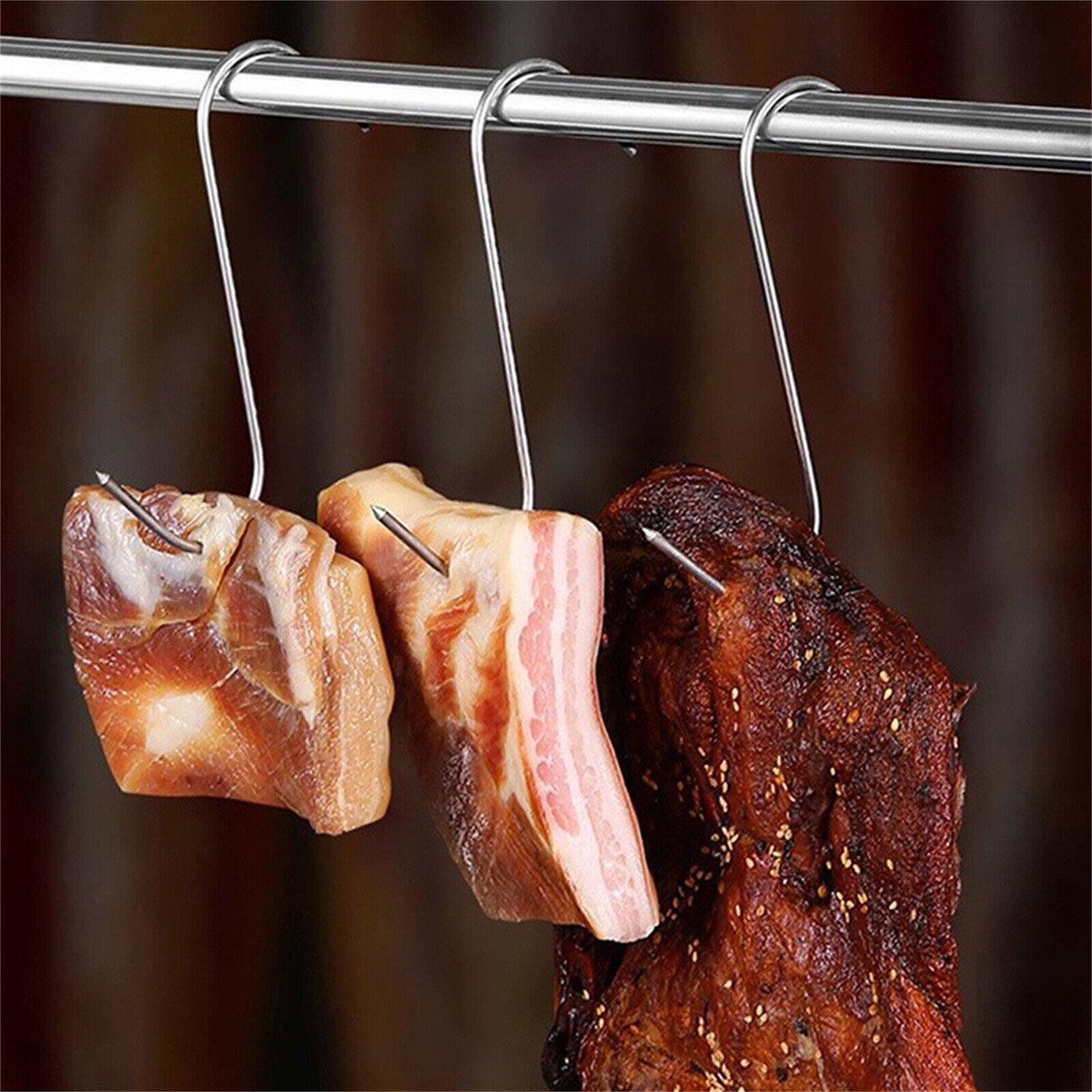 10PCS Steel S Meat Hooks for Beef Pork Lamb Roast Duck BBQ Grill Oven Hanging - L - Mekamart Australia