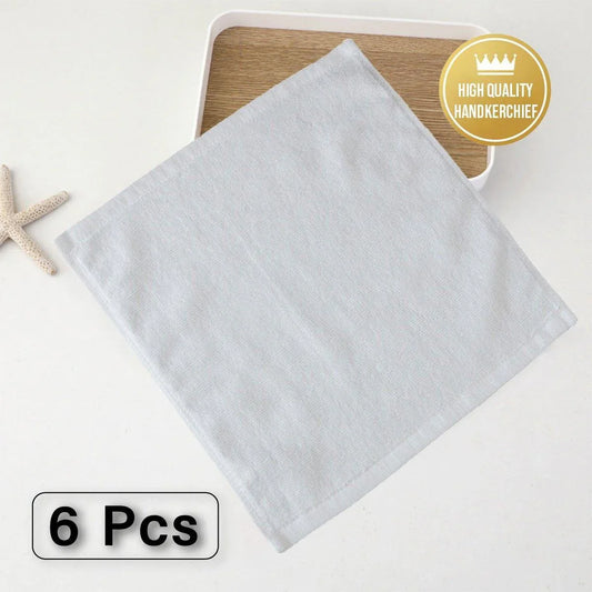6PCS Hotel Cotton Face Towel White Soft Square Cloth Beauty Salon KTV Thick Wash - 35x35cm-Patternless-70g - Mekamart Australia