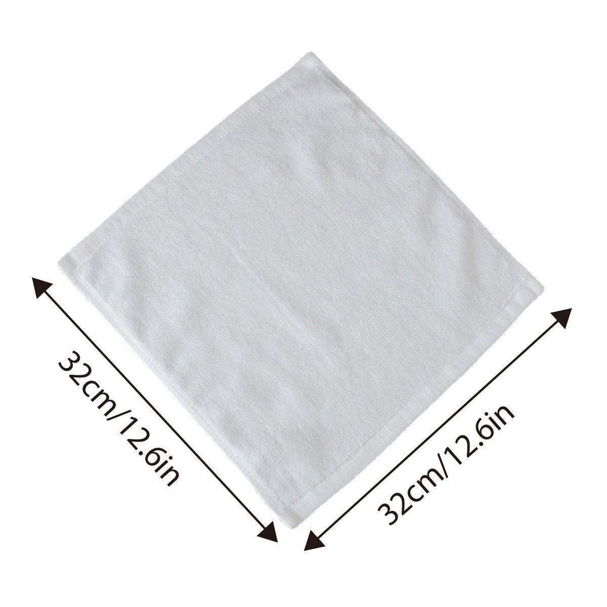 6PCS Hotel Cotton Face Towel White Soft Square Cloth Beauty Salon KTV Thick Wash - 35x35cm-Patternless-70g - Mekamart Australia