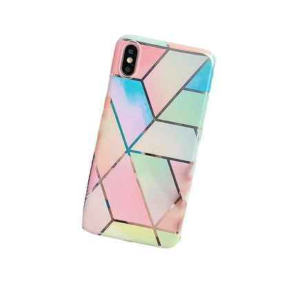 Rainbow Case for iPhone 14 13 12 11 Pro Max XR XS Marble Phone Shockproof Cover Silicone - For iphone 14 Plus