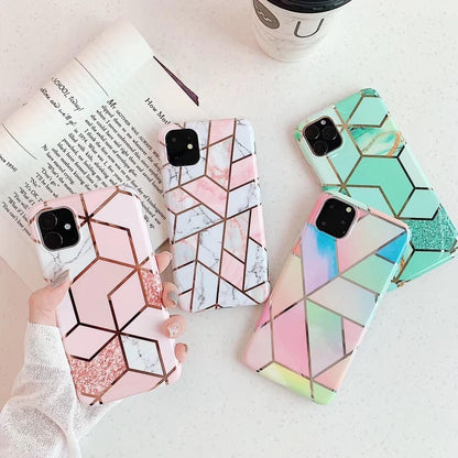 Rainbow Case for iPhone 14 13 12 11 Pro Max XR XS Marble Phone Shockproof Cover Silicone - For iphone 14 Plus