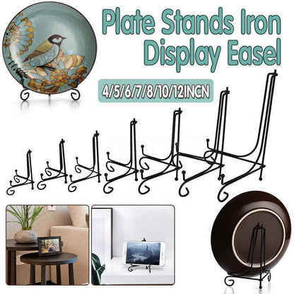 Plate Stands Iron Display Easel Photo Picture Bowl Dish Book Holder Frame Black - 4 Inch - Mekamart Australia