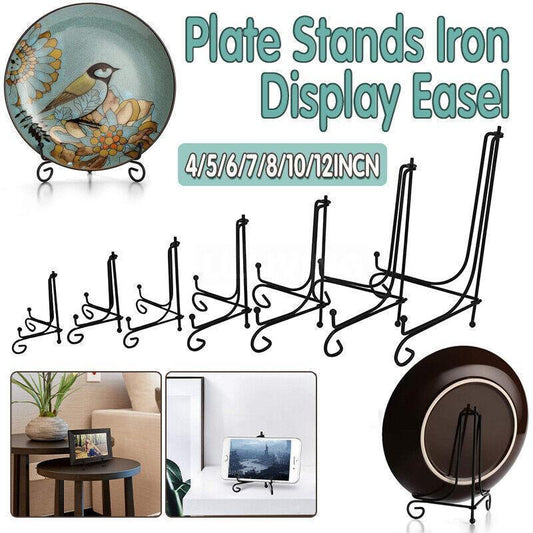 Plate Stands Iron Display Easel Photo Picture Bowl Dish Book Holder Frame Black - 4 Inch - Mekamart Australia