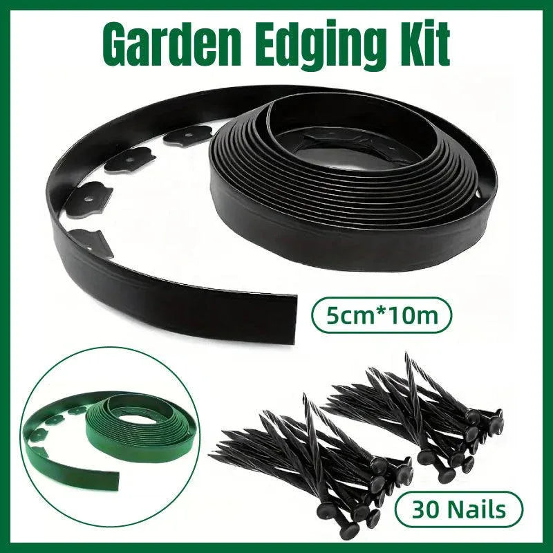 L Shaped Garden Edging Border Landscape Grass Lawn Stone Edge Fence Strip - Black - Mekamart Australia