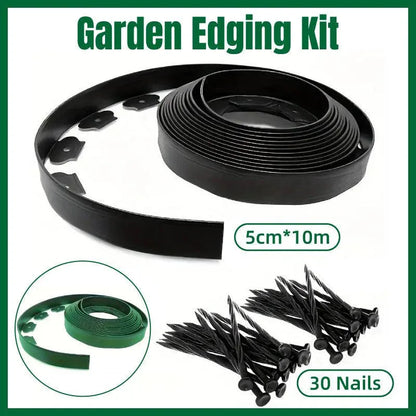 L Shaped Garden Edging Border Landscape Grass Lawn Stone Edge Fence Strip - Black - Mekamart Australia