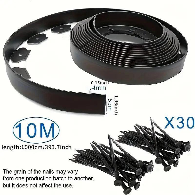 L Shaped Garden Edging Border Landscape Grass Lawn Stone Edge Fence Strip - Black - Mekamart Australia