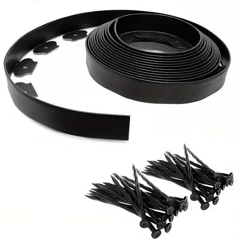 L Shaped Garden Edging Border Landscape Grass Lawn Stone Edge Fence Strip - Black - Mekamart Australia