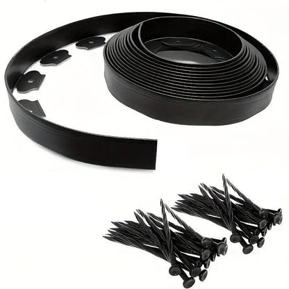 L Shaped Garden Edging Border Landscape Grass Lawn Stone Edge Fence Strip - Black - Mekamart Australia