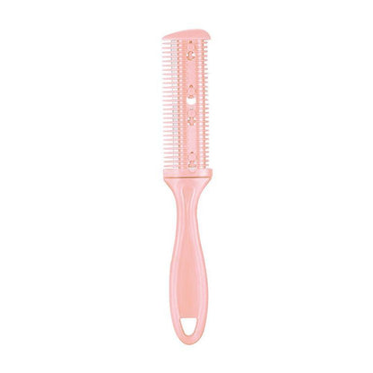 2PCS Razor Comb With Blades Razor Trimmer DIY Double Sides Hair Thinning Comb - Pink+Black