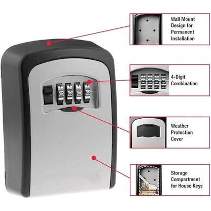 Combination Key Box with Combination Lock for Home Office Security Storage - Black