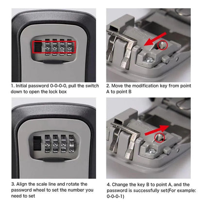Combination Key Box with Combination Lock for Home Office Security Storage - Grey