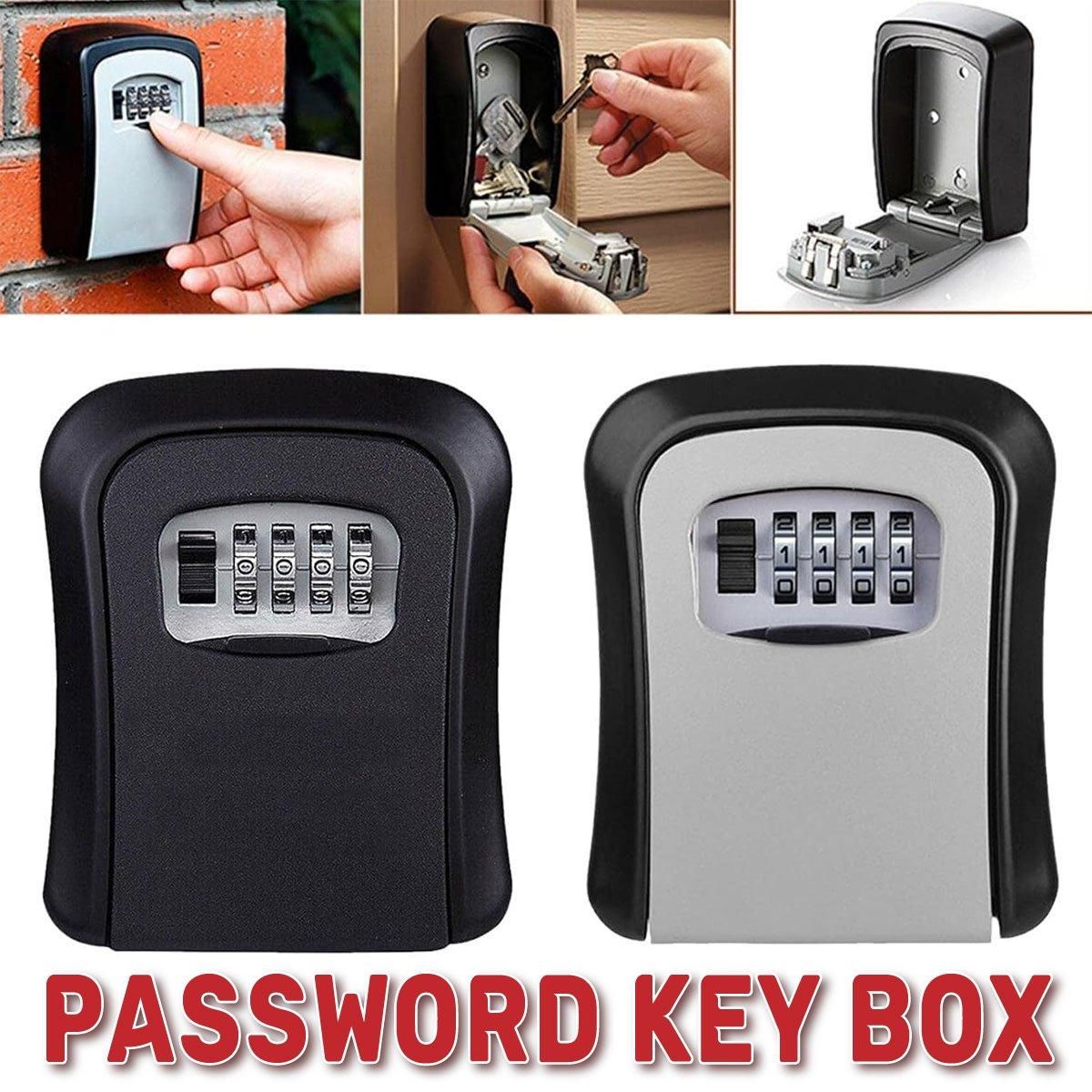 Combination Key Box with Combination Lock for Home Office Security Storage - Grey