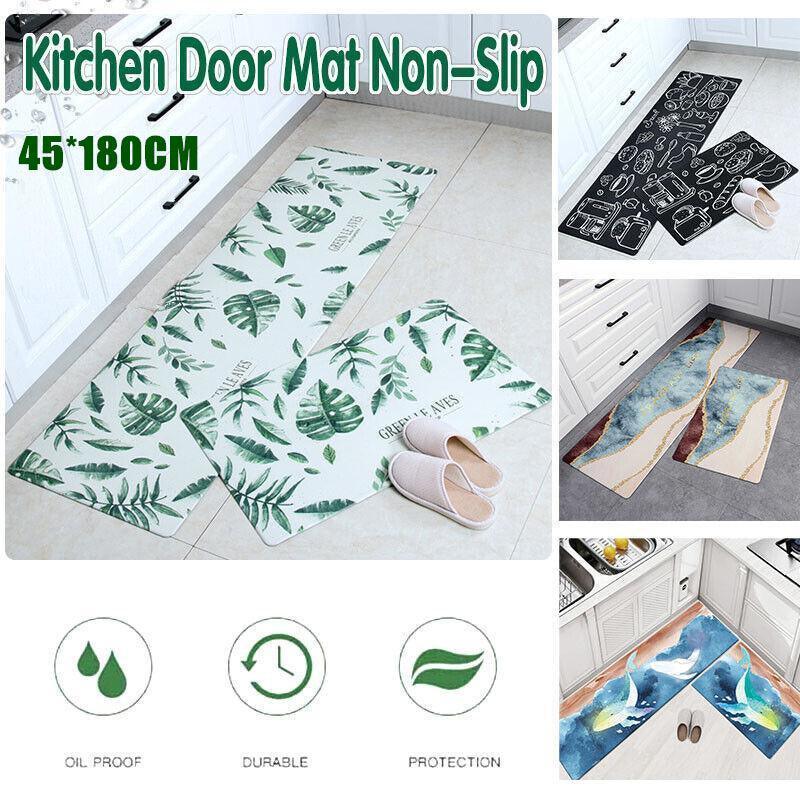 45x180cm Kitchen Mat Non-Slip Waterproof Pvc Floor Rug Carpet Anti-Oil Easy Clean - Kitchen - Mekamart Australia