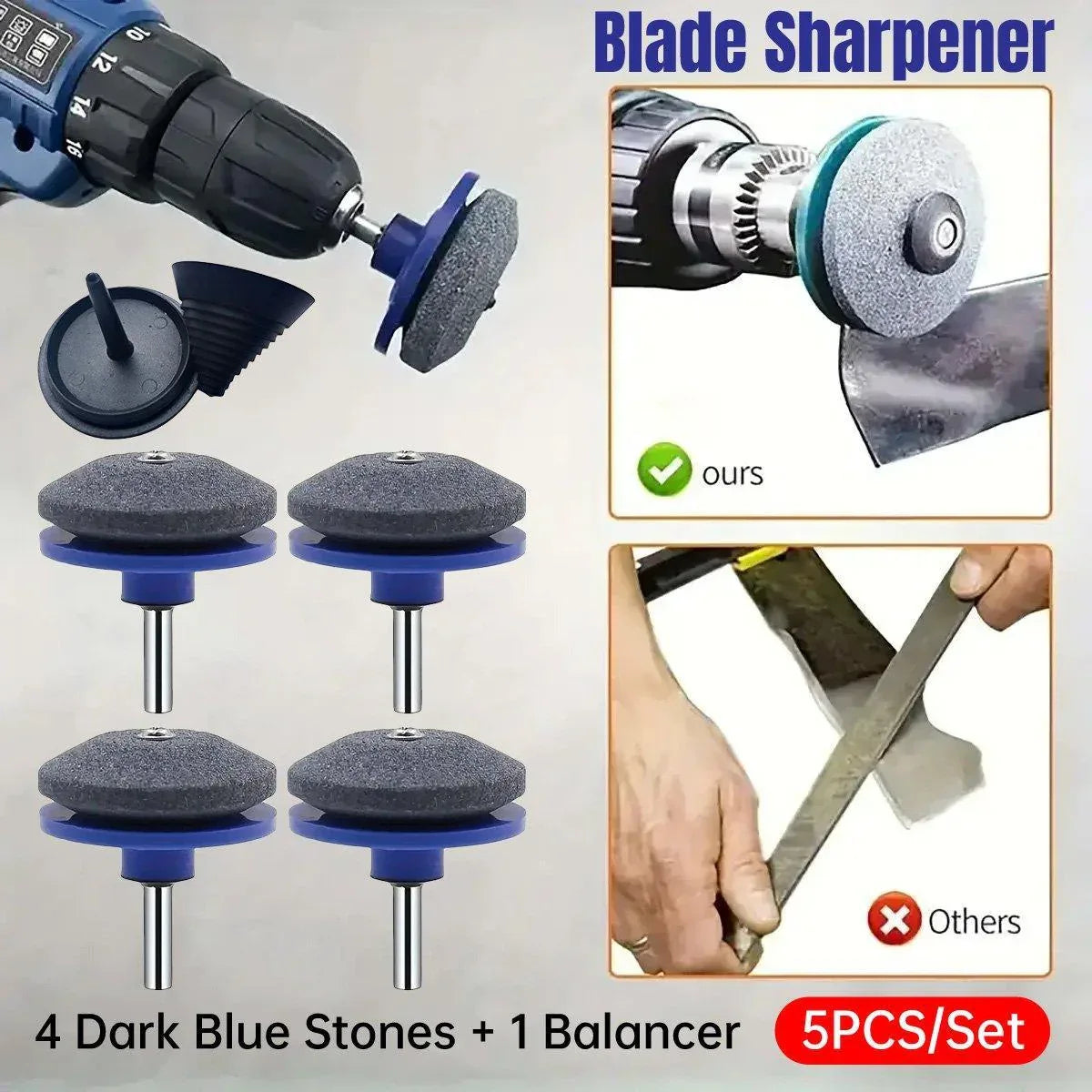 5PCS Lawn Mower Blade Sharpener Wind Powered Balancer Hardware Sharpening Tool - Mekamart Australia