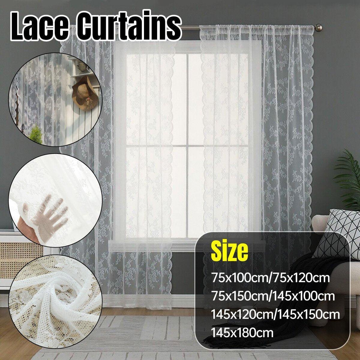 Elegant Lace Curtain Bedroom Window Door Screen Privacy Window Decor - 145*150cm - Mekamart Australia