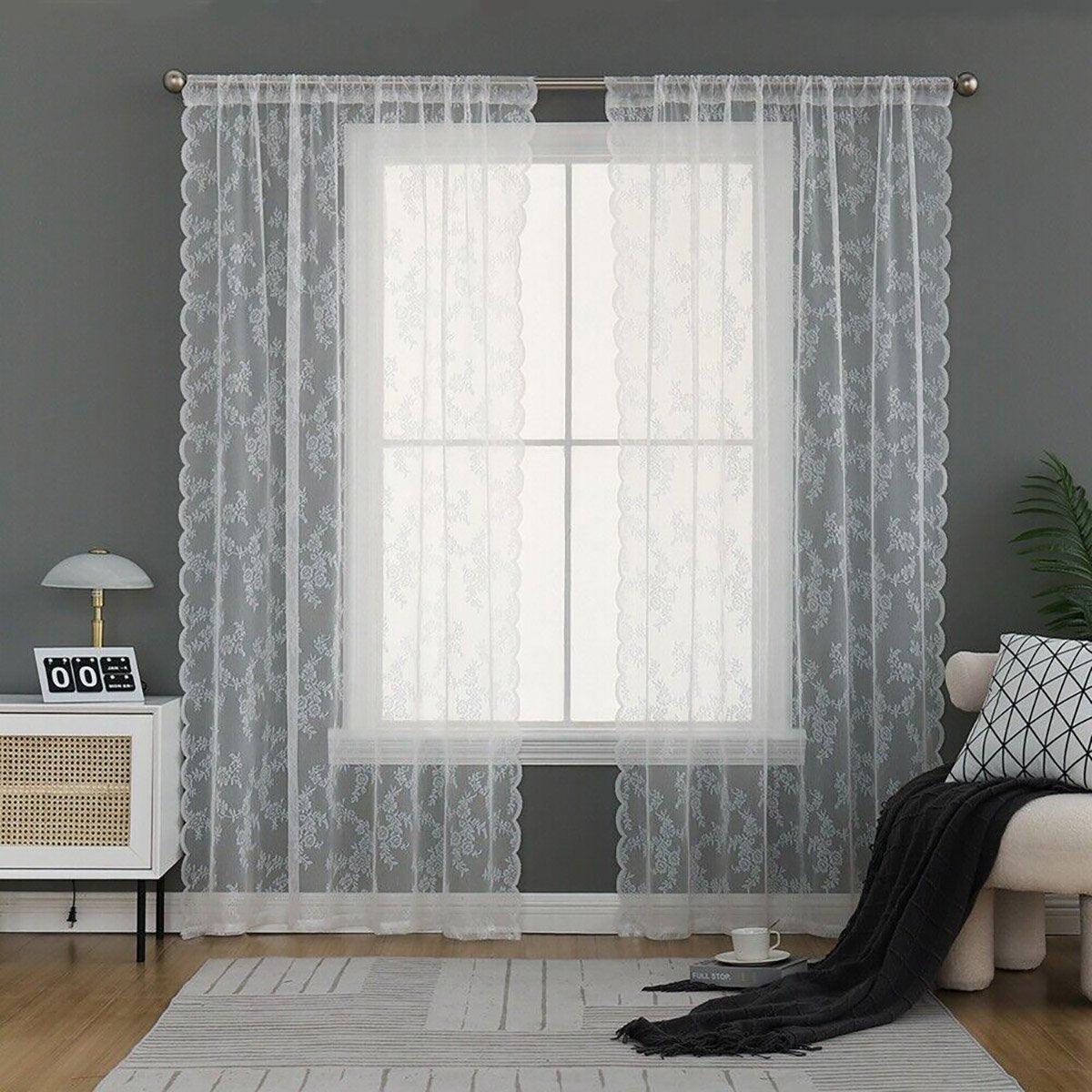 Elegant Lace Curtain Bedroom Window Door Screen Privacy Window Decor - 145*150cm - Mekamart Australia
