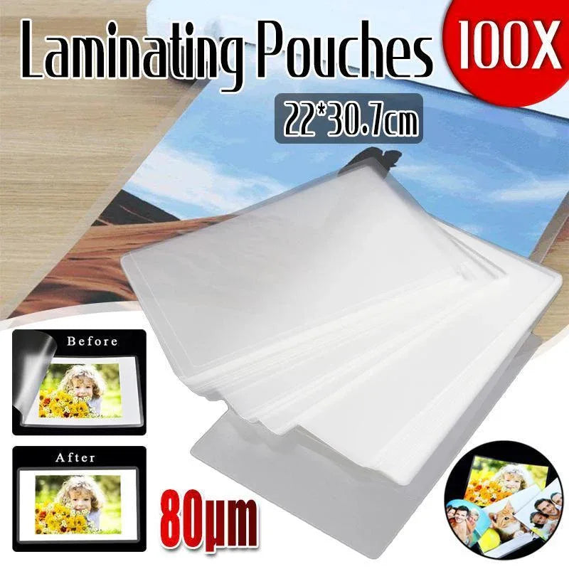 100 Pack A4 Laminator Laminating Pouches Laminate Sheets 80 micron 22x 30.7mm - Mekamart Australia