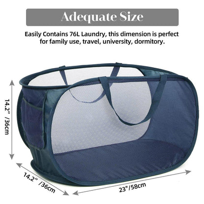Large Folding Laundry Basket Collapsible Storage Organizer Dirty Clothes Hamper - Green