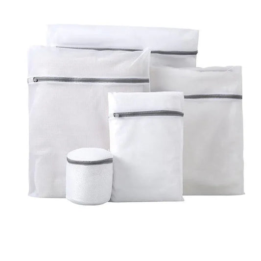 5pcs Zipper Mesh Laundry Bags Set Clothes Washing Organiser for Delicates - Grey