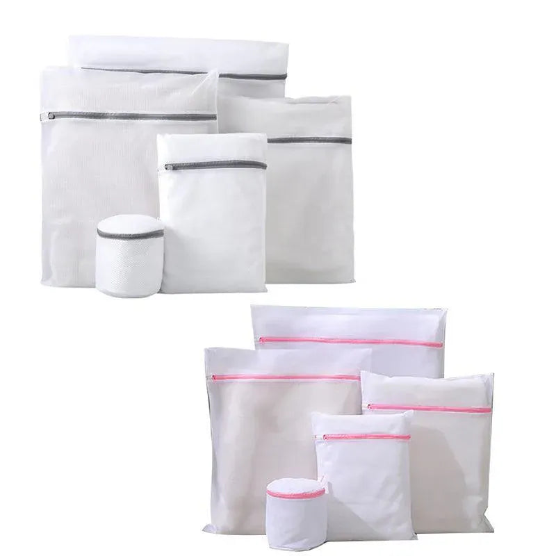 5pcs Zipper Mesh Laundry Bags Set Clothes Washing Organiser for Delicates - Grey