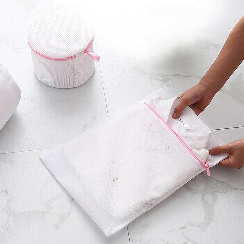 5pcs Zipper Mesh Laundry Bags Set Clothes Washing Organiser for Delicates - Grey
