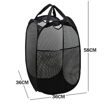 2PCS Foldable Mesh Laundry Hampers with Handles and Pocket for Clothes Storage