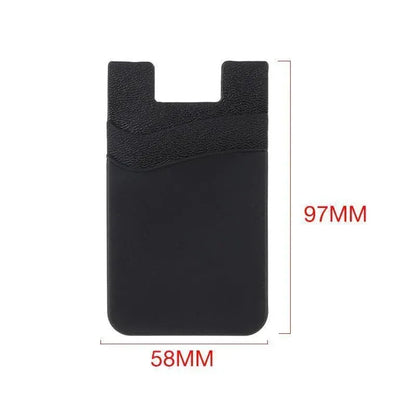 Silicone Phone Card Holder Double Layer Adhesive Wallet with 3M Backing - Black