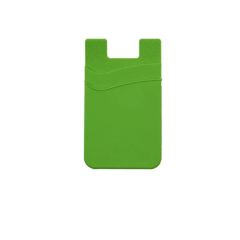 Silicone Phone Card Holder Double Layer Adhesive Wallet with 3M Backing - Green