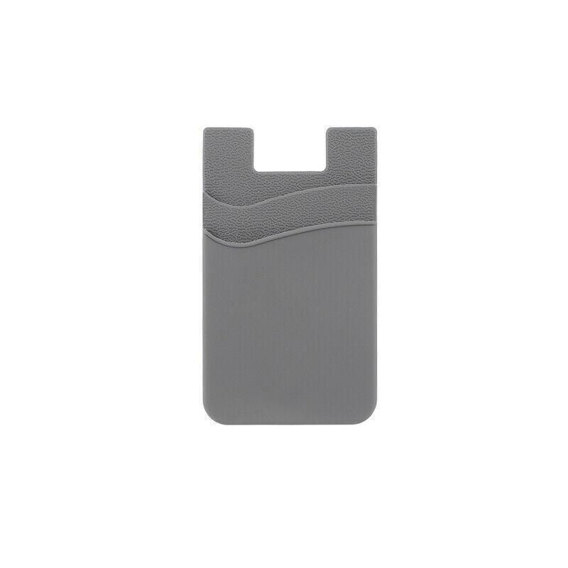 Silicone Phone Card Holder Double Layer Adhesive Wallet with 3M Backing - Grey