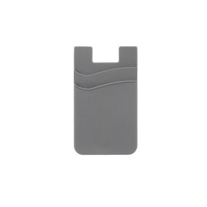 Silicone Phone Card Holder Double Layer Adhesive Wallet with 3M Backing - Grey