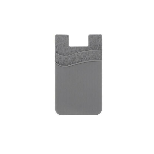 Silicone Phone Card Holder Double Layer Adhesive Wallet with 3M Backing - Grey