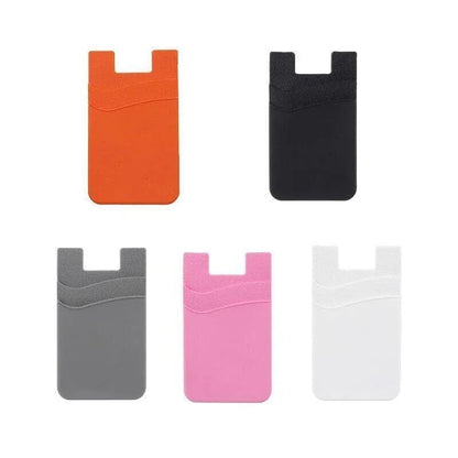 Silicone Phone Card Holder Double Layer Adhesive Wallet with 3M Backing - Pink