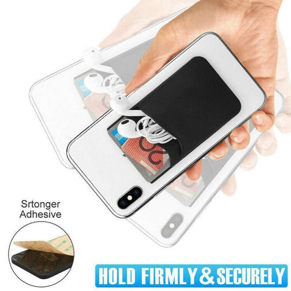 Silicone Phone Card Holder Double Layer Adhesive Wallet with 3M Backing - Pink