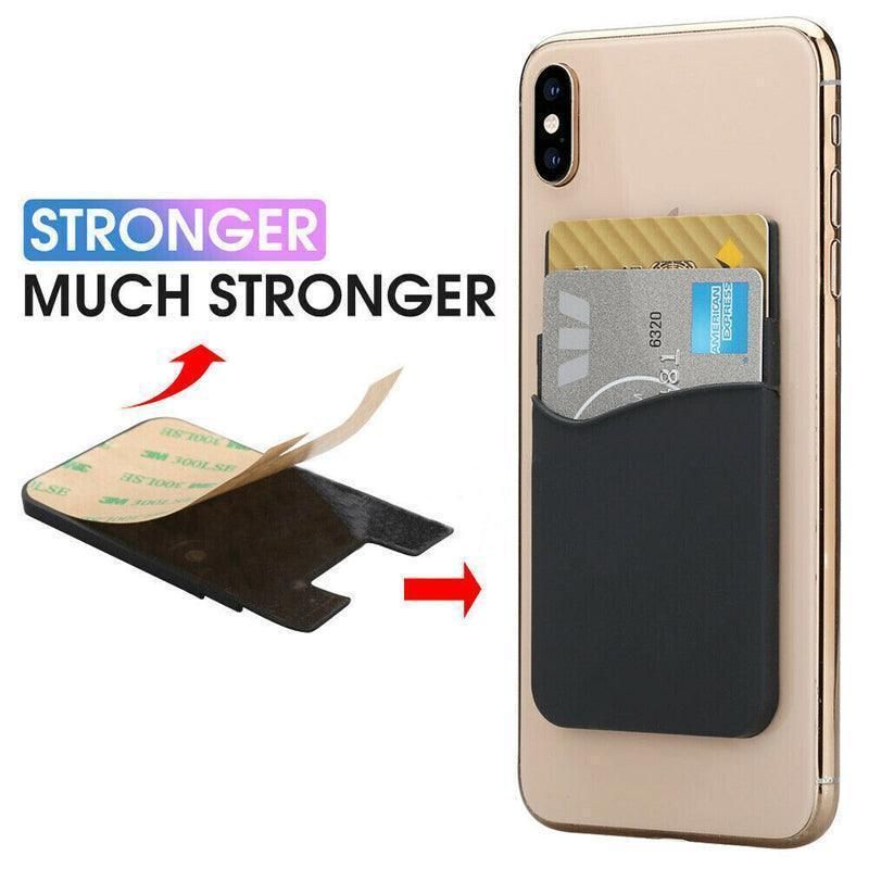 Silicone Phone Card Holder Double Layer Adhesive Wallet with 3M Backing - Pink