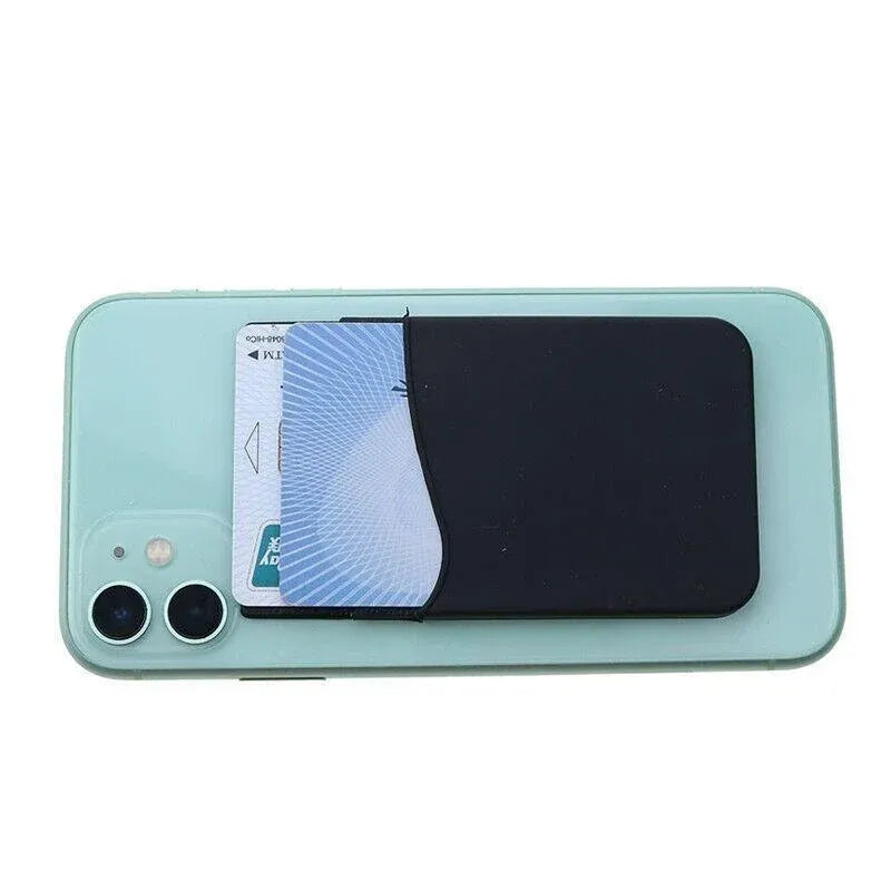 Silicone Phone Card Holder Double Layer Adhesive Wallet with 3M Backing - Pink