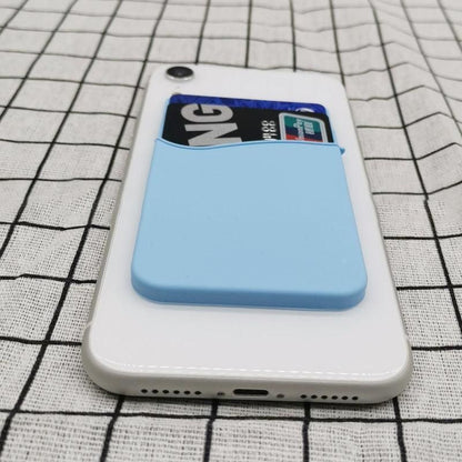Silicone Phone Card Holder Double Layer Adhesive Wallet with 3M Backing - Purple