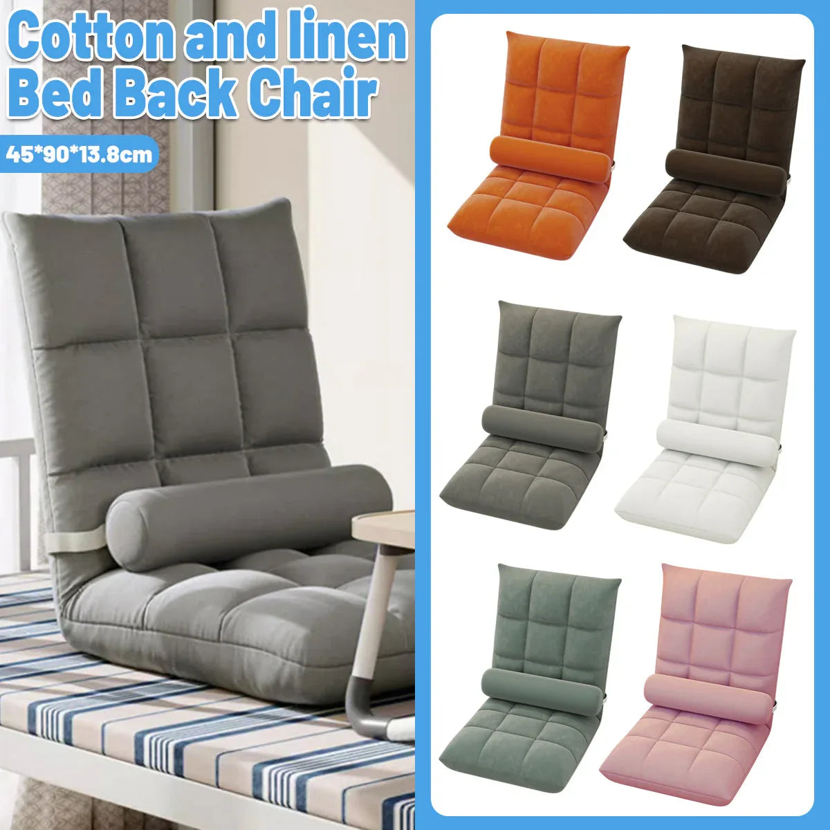 Floor Lounge Sofa Bed Chair with Lumbar Pillow Folding Adjustable Cushion - Cyan - Mekamart Australia
