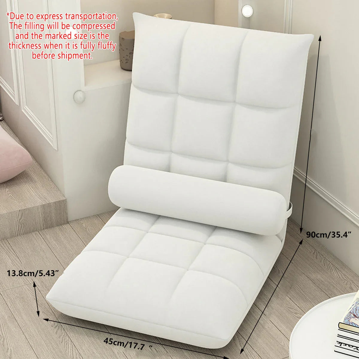Floor Lounge Sofa Bed Chair with Lumbar Pillow Folding Adjustable Cushion - Cyan - Mekamart Australia