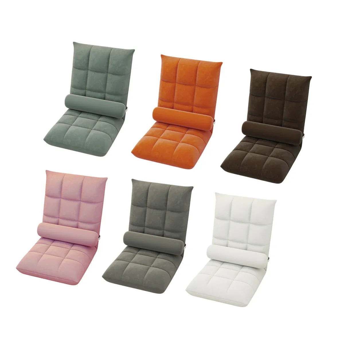 Floor Lounge Sofa Bed Chair with Lumbar Pillow Folding Adjustable Cushion - Pink - Mekamart Australia